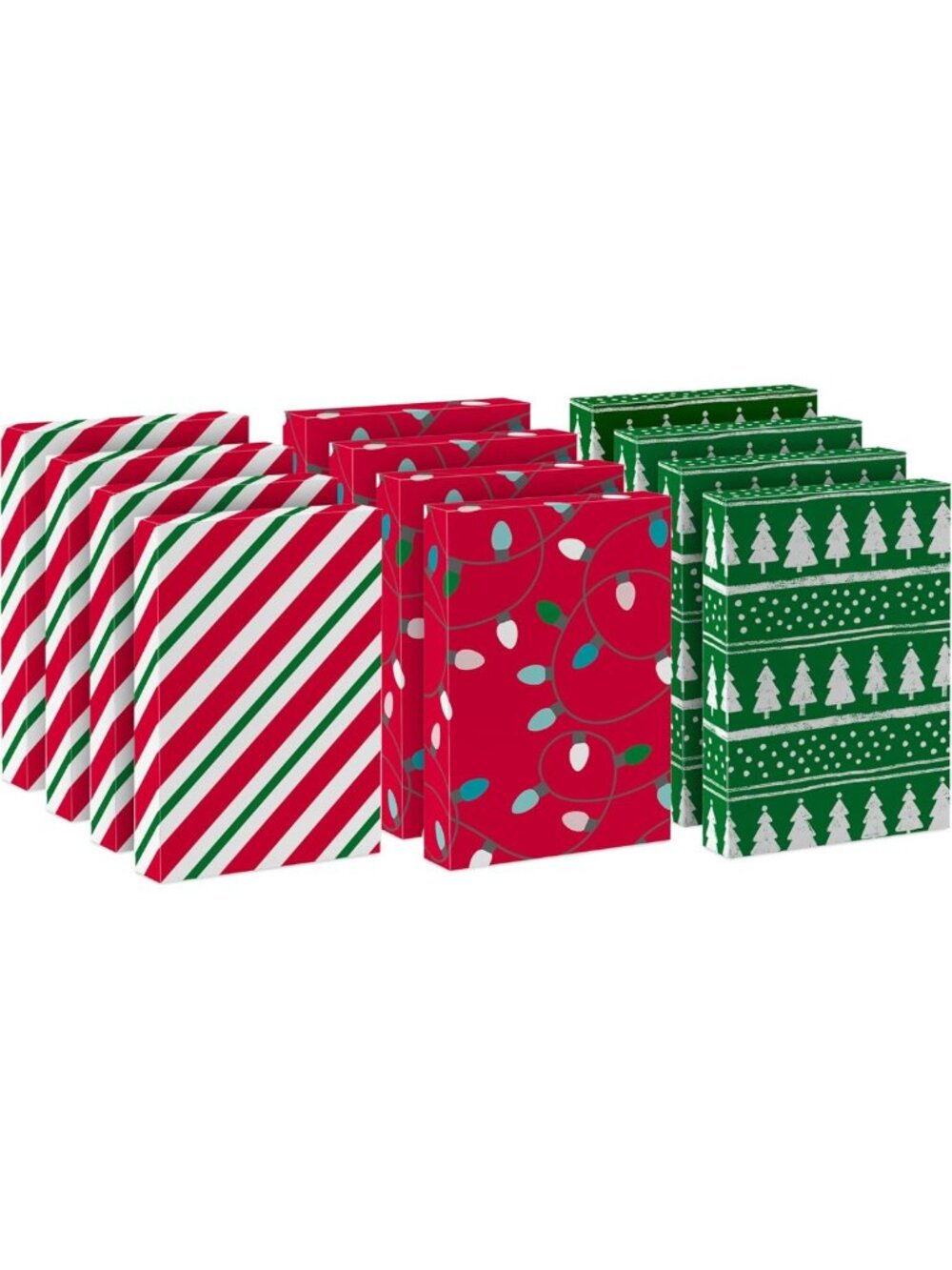 Medium Christmas Gift Boxes with Lids - 12 Pack, 3 Designs for Holiday Gifts